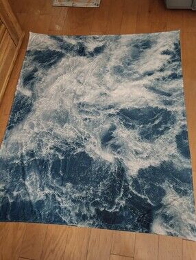 49"x60" Ocean Wave Canvas Tapestry Blue White Crashing Waves Wall Art Large